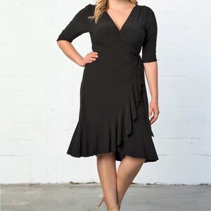Kiyonna Black Ruffle Midi Dress